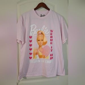 Barbie Womens XL Queen Of The Court Short Sleeve Pullover Graphic Pink T Shirt
